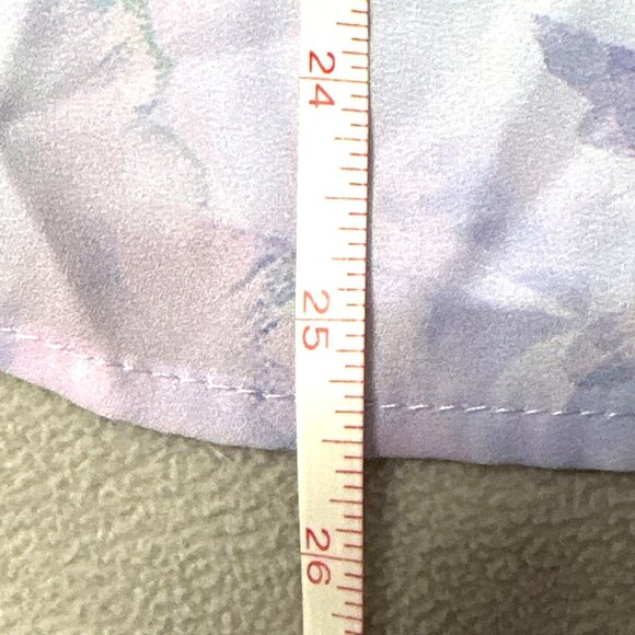 Torrid Floral Cold Shoulder Blouse 1X  Chiffon Pastel Purple Pink Green - Picture 5 of 5